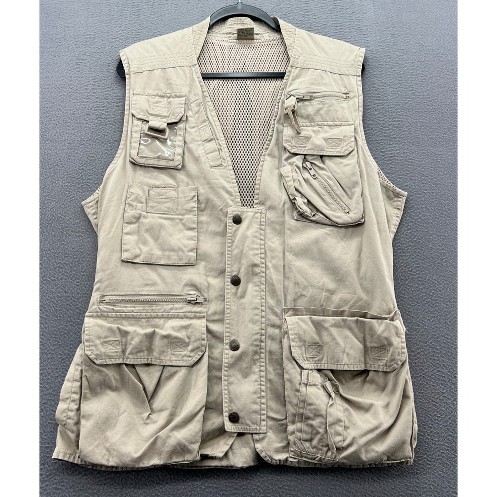 VTG Kodak Vest Mens Khaki Multi-Pocket Utility Fishing Photography Mesh Back M